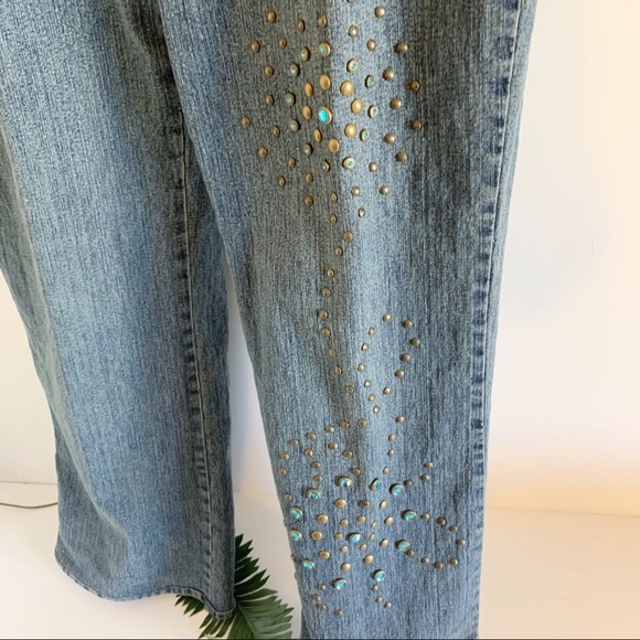 Andre Bini Turquoise Bling Jeans! Size 16 - Picture 3 of 7